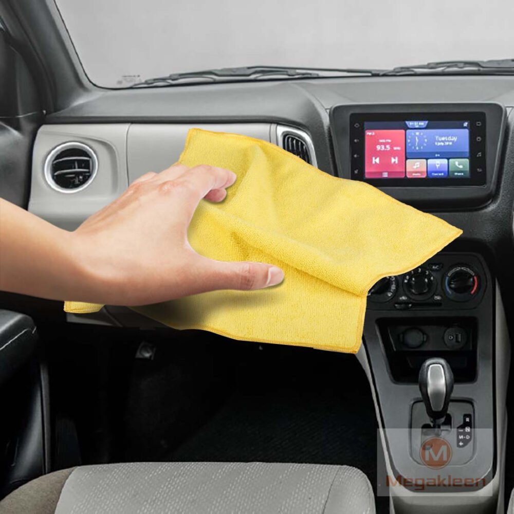 Microfiber cleaning Towels for Kitchen & Car, 280GSM, Pack of 4, Yellow - Image 4
